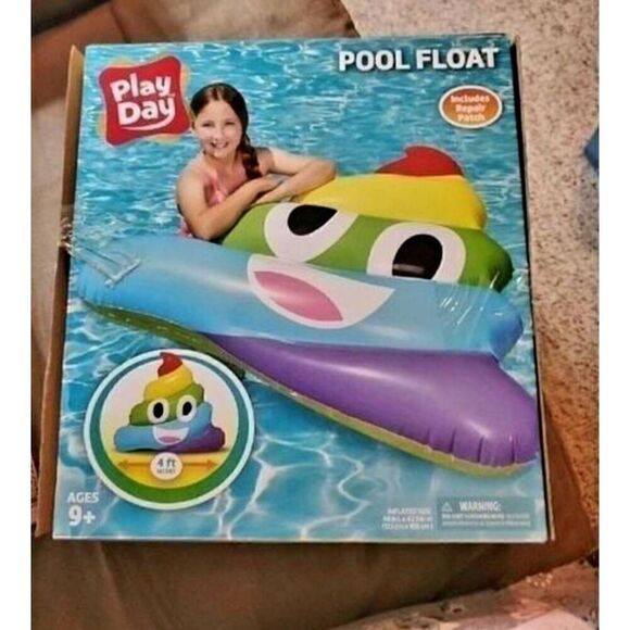 NIB PLAYDAY RAINBOW POOP EMOJI  POOL FLOAT - Picture 4 of 4